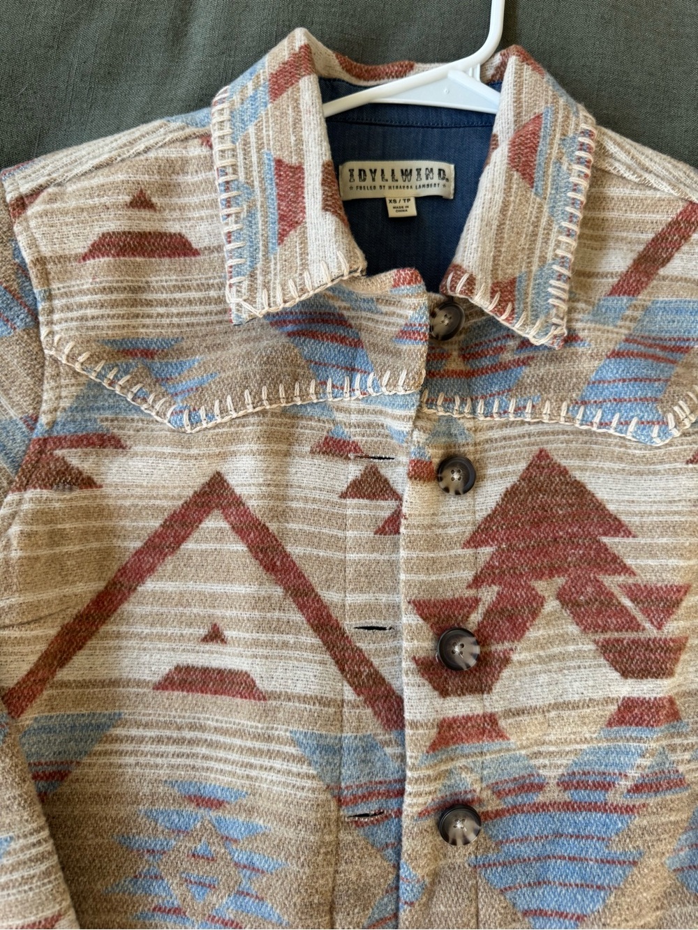 Idyllwind Beige, Rust & Light Blue Patterned Utility Jacket - Picture 6 of 10
